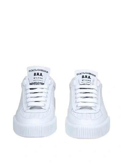 Shop Dolce & Gabbana Miami Sneakers In Calfskin Napes Colored White