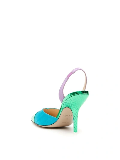 Shop Attico Multicolor Mara Slingbacks In Multicolor (green)