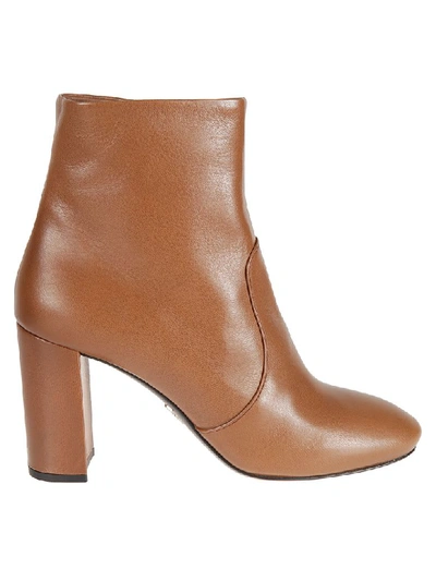 Shop Prada Madras Ankle Boots In Brown