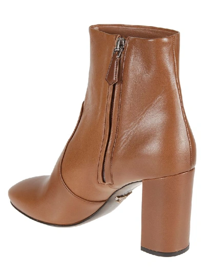 Shop Prada Madras Ankle Boots In Brown
