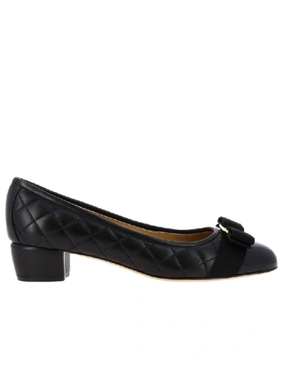 Shop Ferragamo In Quilted Leather With Vara Gros-grain Bow In Black