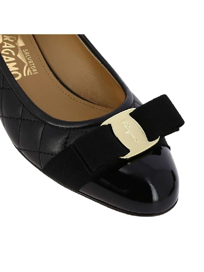 Shop Ferragamo In Quilted Leather With Vara Gros-grain Bow In Black