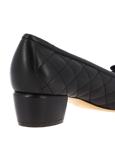 Shop Ferragamo In Quilted Leather With Vara Gros-grain Bow In Black