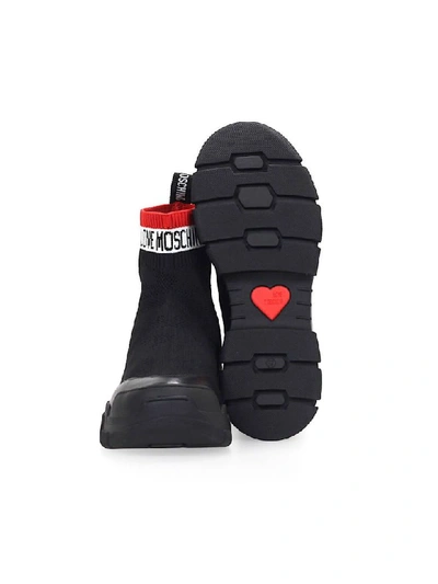 Shop Love Moschino Black Sock-style Sneaker In Nero (black)