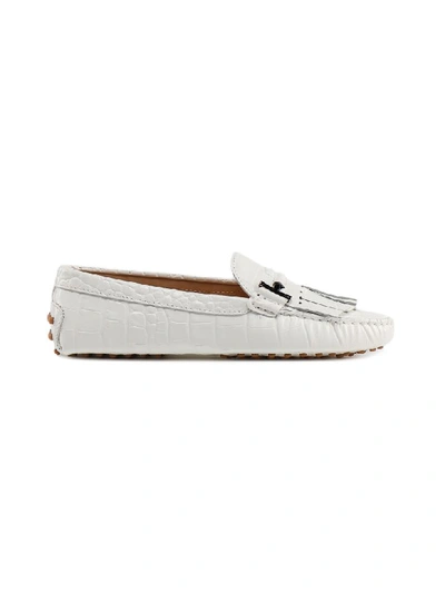 Shop Tod's Fringe Loafer In Bianco