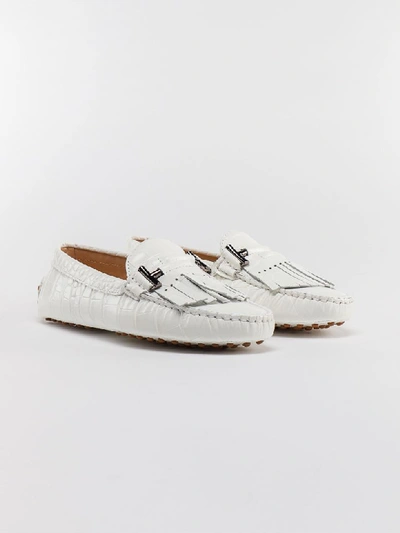 Shop Tod's Fringe Loafer In Bianco