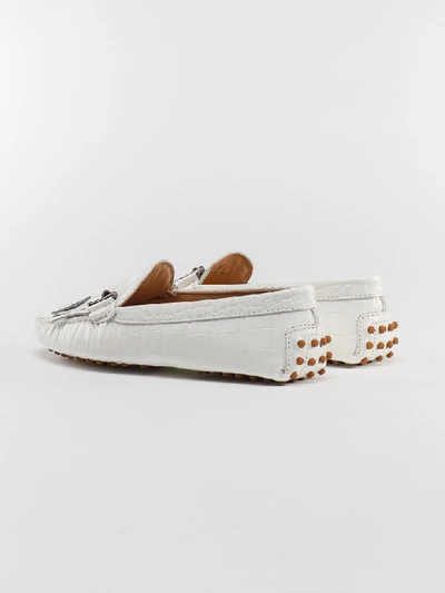 Shop Tod's Fringe Loafer In Bianco