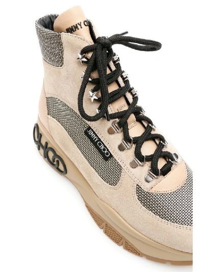 Shop Jimmy Choo Hiking Boots In White Sand Natural (beige)