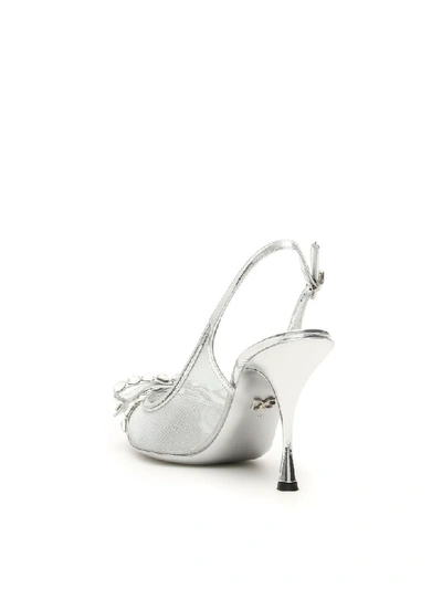 Shop Dolce & Gabbana Crystal Lori Slingbacks In Argento Multicolor (silver)