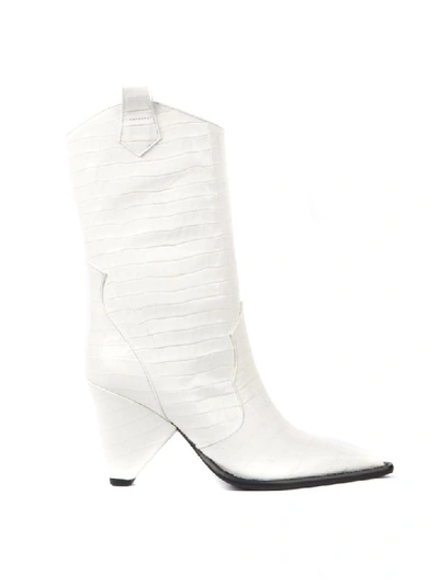 Shop Aldo Castagna White Cocodrile Effect Leather Boots In Bianco