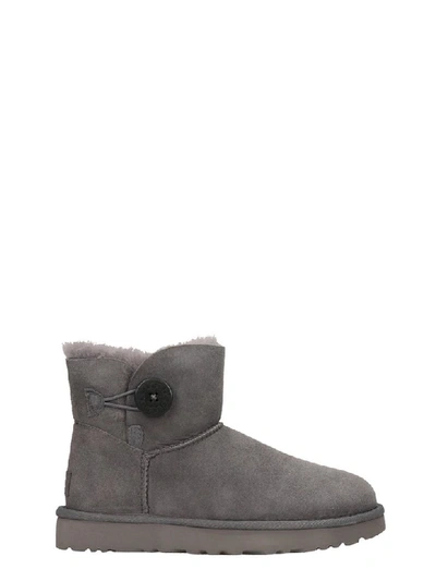 Shop Ugg Mini Bailey But Low Heels Ankle Boots In Grey Suede