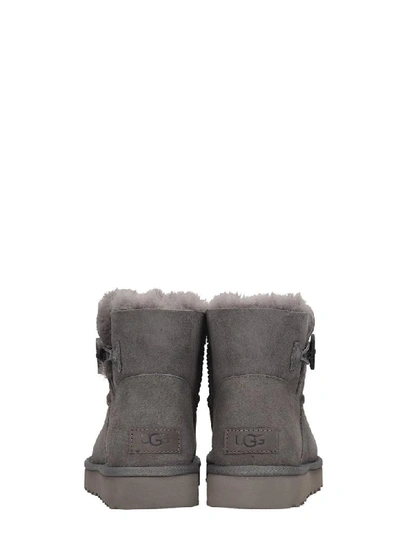 Shop Ugg Mini Bailey But Low Heels Ankle Boots In Grey Suede
