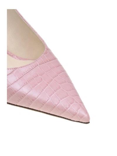 Shop Jimmy Choo Love 85 Leather Decollete With Pink Crocodile Print In Blush