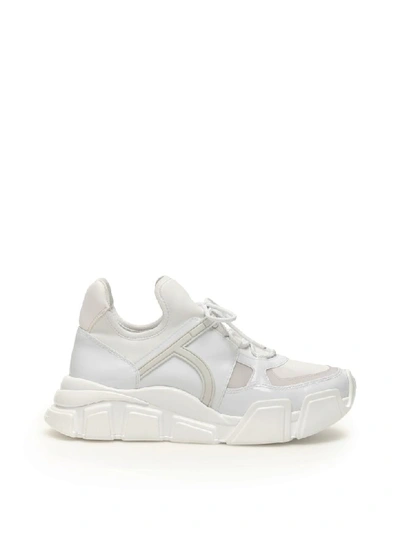 Shop Ferragamo Cimbra Sneakers In Bianco (white)