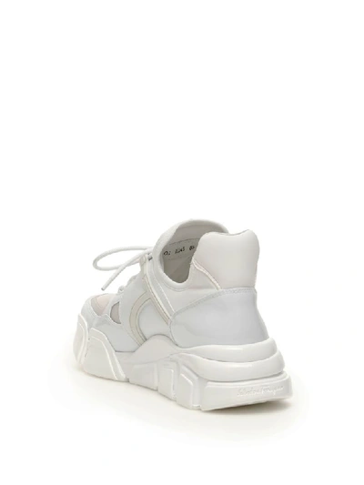 Shop Ferragamo Cimbra Sneakers In Bianco (white)