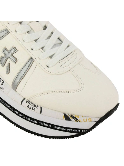 Shop Premiata Leather Sneakers With Maxi Platform Sole In White