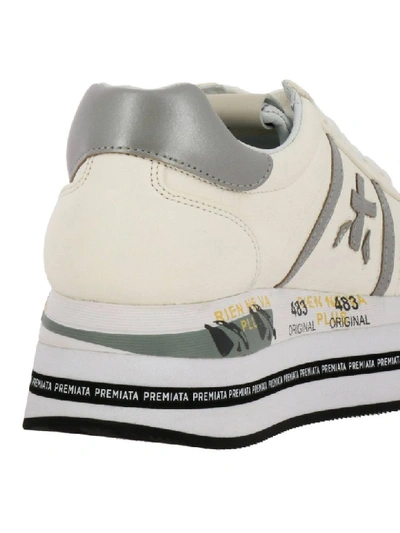 Shop Premiata Leather Sneakers With Maxi Platform Sole In White