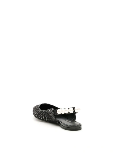 Shop Dolce & Gabbana Bellucci Chevron Slingbacks With Pearls In Bianco Nero (grey)