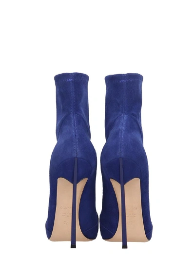 Shop Casadei High Heels Ankle Boots In Blue Suede