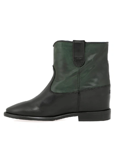 Shop Tommy Hilfiger Leather Boot In Black/green