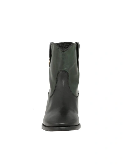 Shop Tommy Hilfiger Leather Boot In Black/green