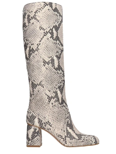 Shop Red Valentino High Heels Boots In Grey Leather