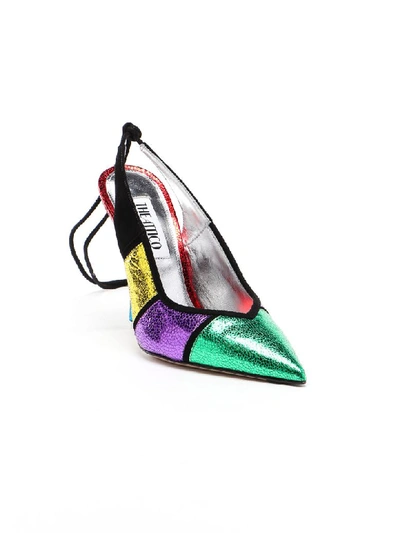 Shop Attico Lame Slingback In Black/multi