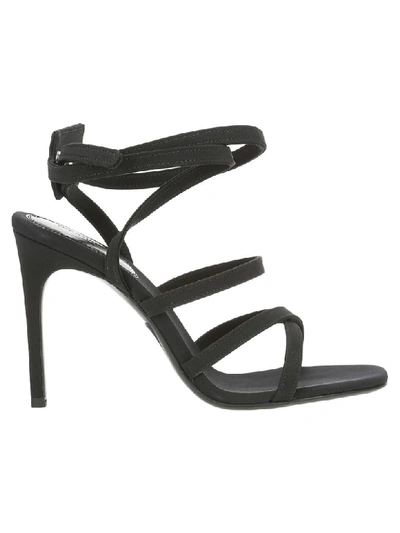 Shop Off-white Off White Satin Zip Tie Sandal In Black