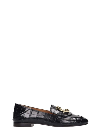 Shop Chloé Moc Chloe C Loafers In Black Leather