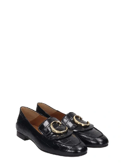 Shop Chloé Moc Chloe C Loafers In Black Leather