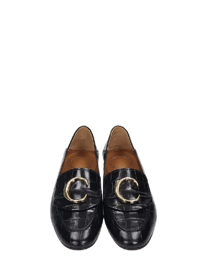 Shop Chloé Moc Chloe C Loafers In Black Leather