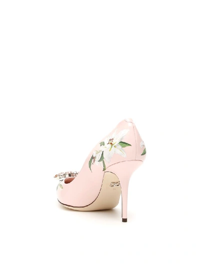 Shop Dolce & Gabbana Bellucci Pumps With Lily Print In Gigli Fdo Rosa (pink)