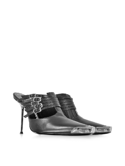 Shop Alexander Wang Minna Black Calf Leather High Heel Mules