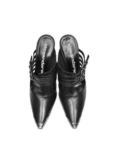 Shop Alexander Wang Minna Black Calf Leather High Heel Mules
