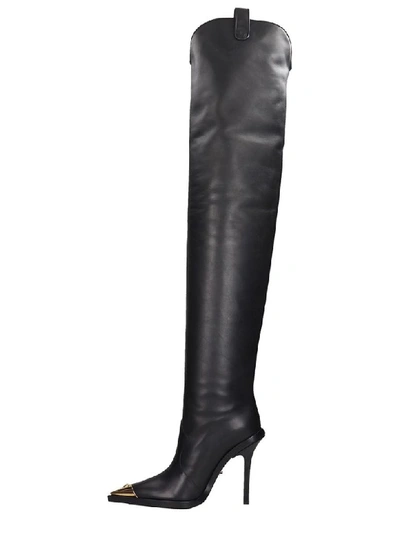 Shop Versace High Heels Boots In Black Leather