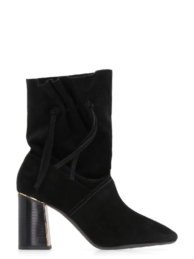 Shop Tory Burch Gigi Suede Ankle Boots In Black