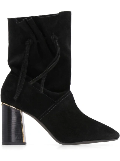 Shop Tory Burch Gigi Suede Ankle Boots In Black