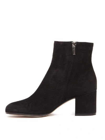 Gianvito Rossi Block Heel Ankle Boots With Suede Finish In Black