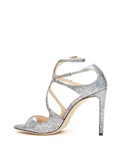 Shop Jimmy Choo Glitter Lang Sandals In Multi (silver)