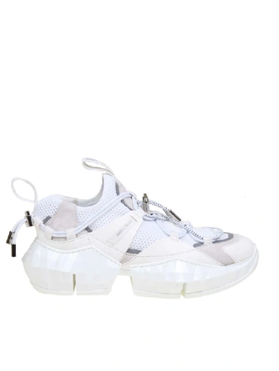 Shop Jimmy Choo Sneakers Diamond Trail / F In Stretch Fabric Color White