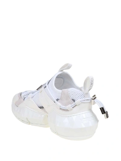 Shop Jimmy Choo Sneakers Diamond Trail / F In Stretch Fabric Color White