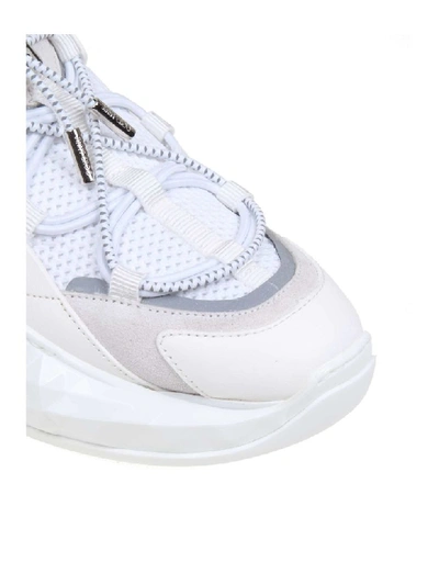 Shop Jimmy Choo Sneakers Diamond Trail / F In Stretch Fabric Color White