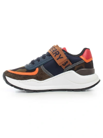 Shop Burberry Lf Ronnie L Low Abmzo Sneakers In Blue Khaki