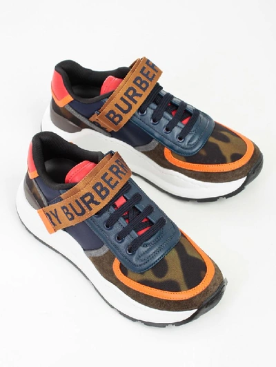 Shop Burberry Lf Ronnie L Low Abmzo Sneakers In Blue Khaki