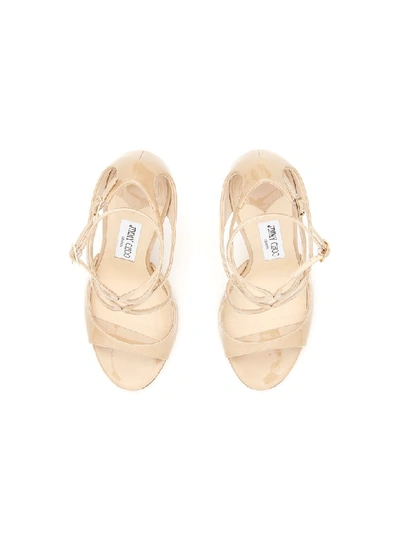 Shop Jimmy Choo Patent Lang Sandals In Nude (beige)