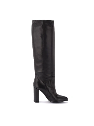 Shop Via Roma 15 Boot Made Of Black Leather In Nero