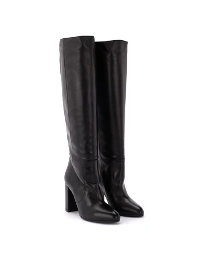 Shop Via Roma 15 Boot Made Of Black Leather In Nero