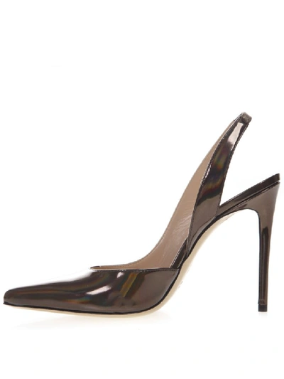 Shop Aldo Castagna Metalgun Patent Leather Slingback In Gunmetal