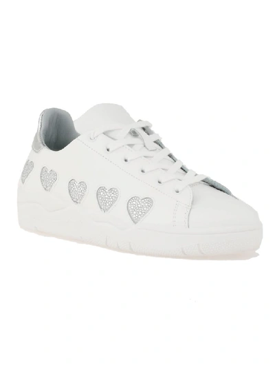 Shop Chiara Ferragni Heart Sneakers In White