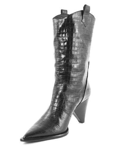 Shop Aldo Castagna Black Leather Desi Boots In Nero